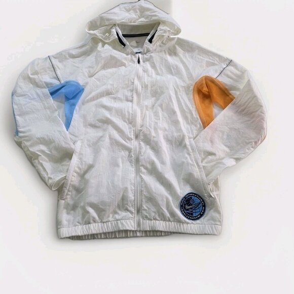 Nike Jacket Mens S White Zip Mock Neck Pockets LS Lightweight Running Hood Mesh - Picture 11 of 16